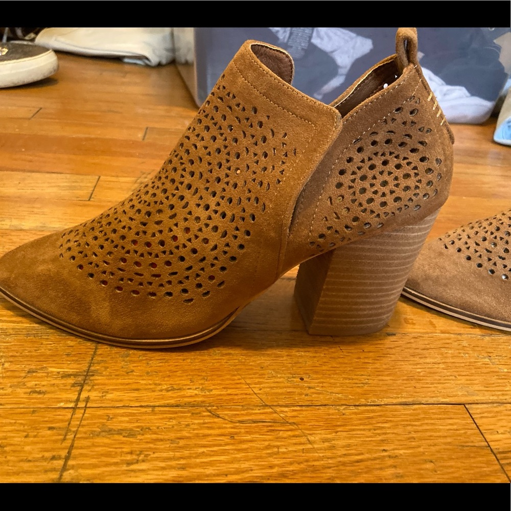 Dark tan suede Buckle booties NWT